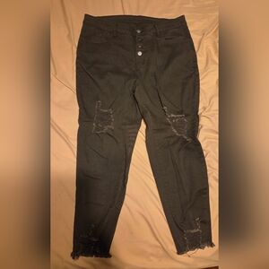 SHEIN Olive Distressed Skinny Jeans